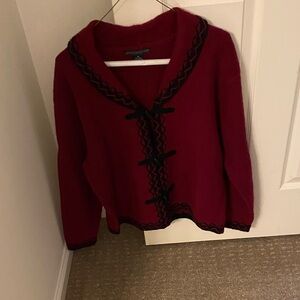 Sarah Spencer Burgundy Cardigan with Black Details